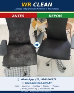 Cadeira Limpa, Ambiente Saudável: Por Que Higienizar Seus Estofados é Essencial 3 antes depois limpeza cadeira rj